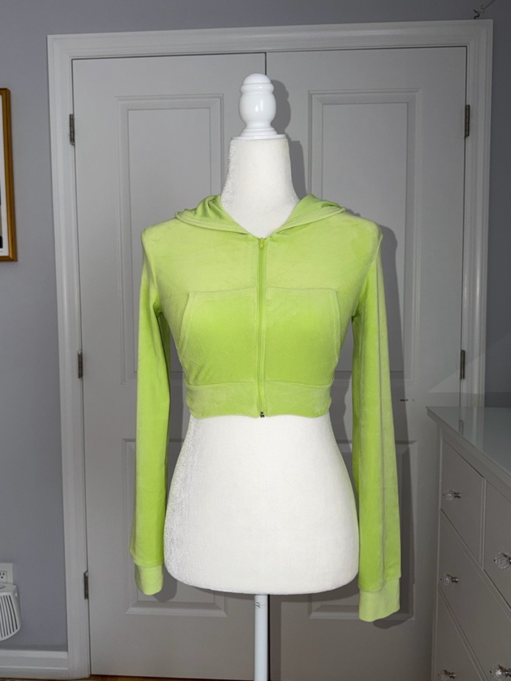 Sugar And Vapor Neon Green Cropped Zip Hoodie
